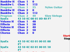 Display of MIDI Controller, Program, Sysex, Start/stop, and Note messages