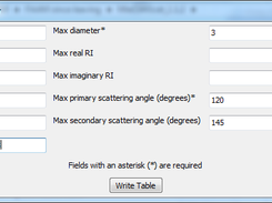 MieConScat ready to generate a table