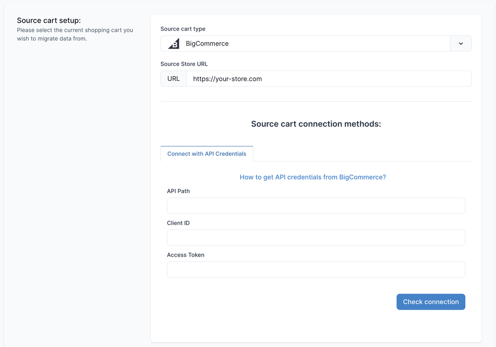 MigrationPro: Store migration. Connect source cart to receive data from 