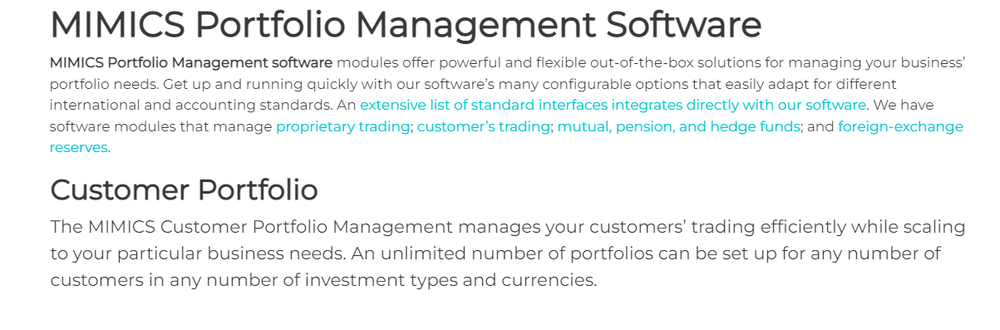 MIMICS Portfolio Management Screenshot 1