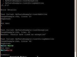 Red! 3 tests are failing, so it shows the reason and locatio