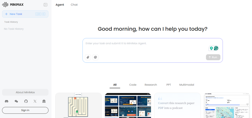 MiniMax Agent Screenshot 1