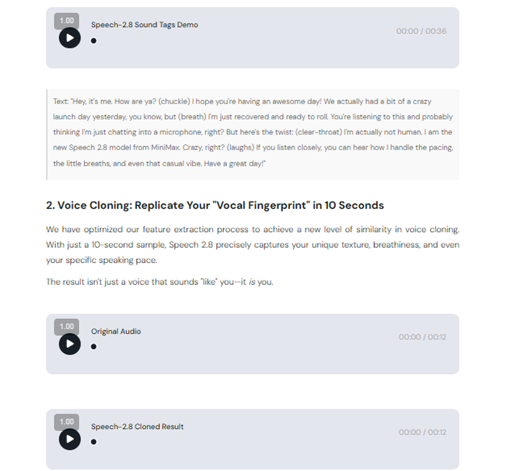 MiniMax Speech 2.8 Screenshot 1
