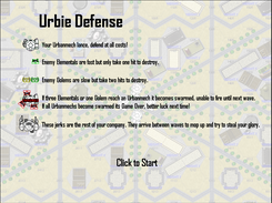 Urbie Defense Start screen