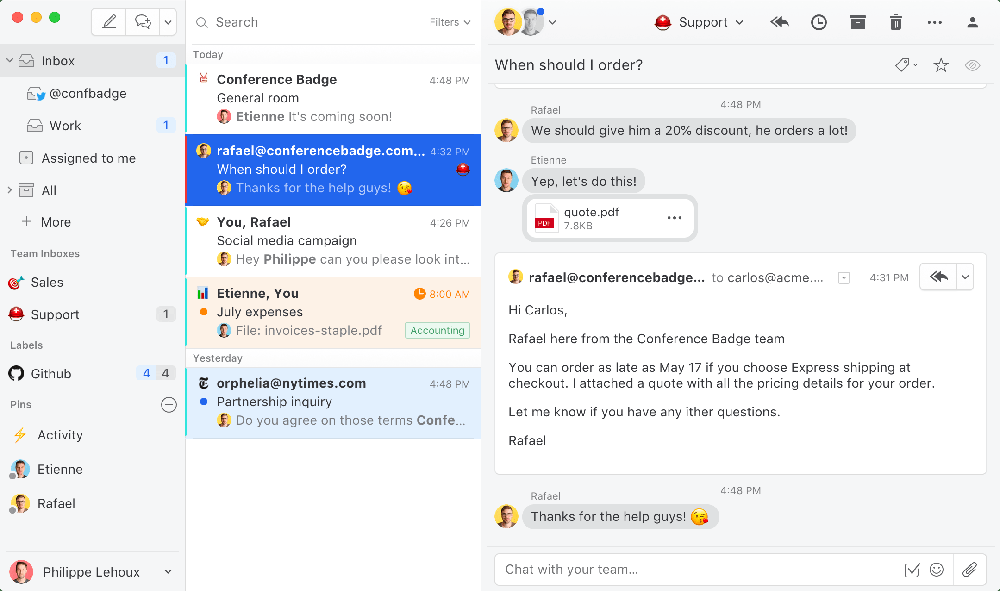 The team inbox and chat tool that empowers teams to truly collaborate around email