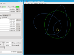 Mizar running a 3-body simulation.