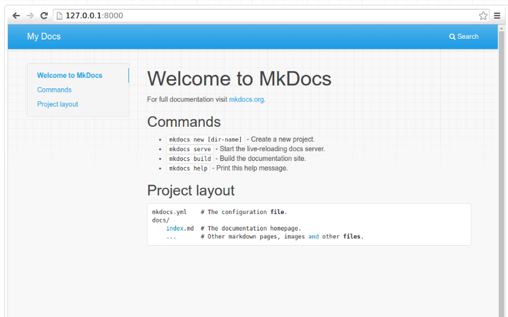 MkDocs Screenshot 1