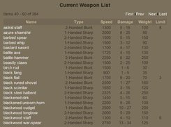 Weapon Listing