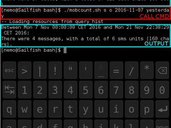 Example command calls and outputs for counting calls and text messages (sms)