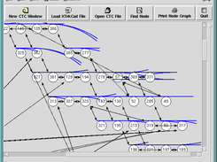 Dispatcher main window, showing a 'graph' of a XtrkCAD layout file.