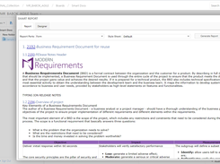 Smart Report: Report requirements as Word, PDF, or HTML documents from anywhere in your project. Easily build Report templates that match the asset or set of requirements that you are reporting. Smart Report templates can style each level of your document individually and can include any work item or work item property from your project.