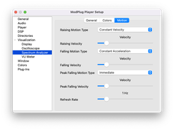 Spectrum Analyzer Motion Settings