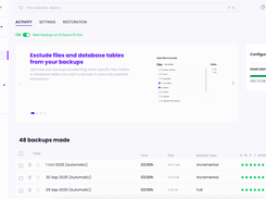 Schedule, manage, and restore backups for all your WordPress websites from Modular DS.