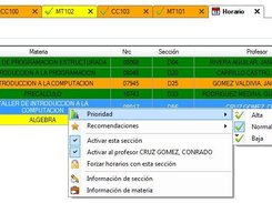 Desactiva materias, profesores, aplica prioridades, etc...