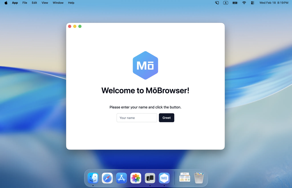 Demo application created with MōBrowser
