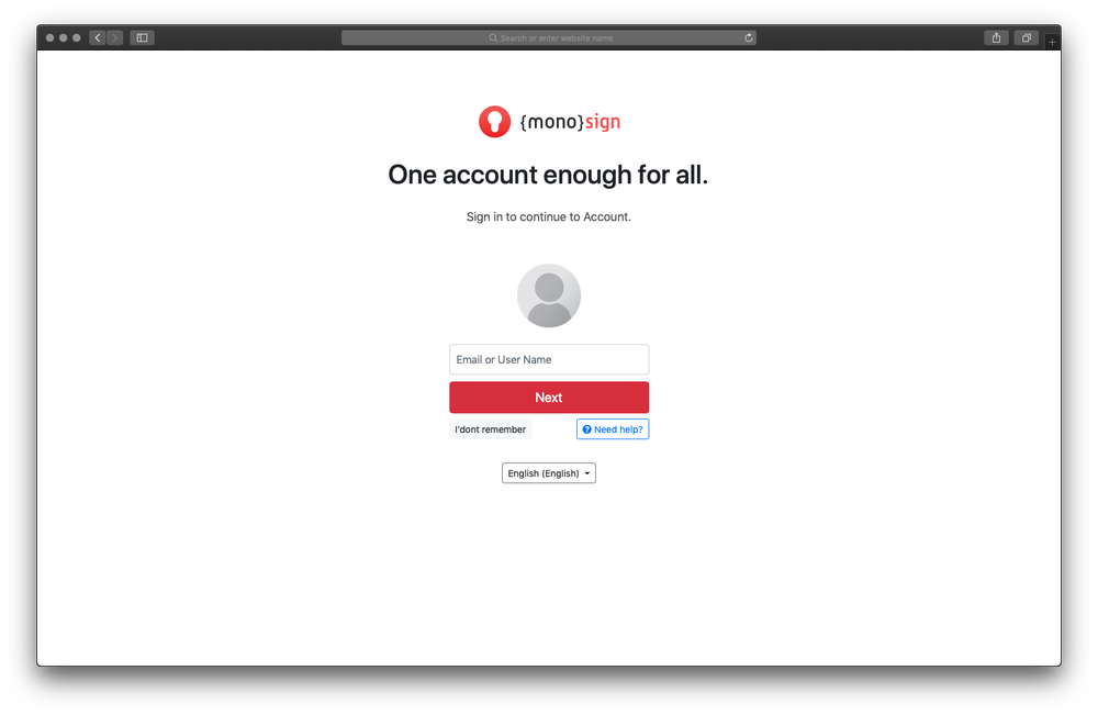 Single Sign-On Screen