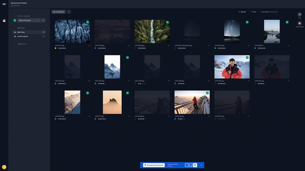 moodcase – Library – No file lists. No back and forth. No email, WhatsApp or voice mails. And no more mistakes. Let your clients easily select their photos with one click. Then automatically pull their selection into Lightroom. Magic.