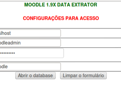 Tela de informações do banco de dados e autenticação
