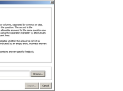 Importing data from a CSV file into the application, either as a glossary (list of term/definition pairs) or a list of question/answer pairs