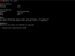 Default installation confirm output