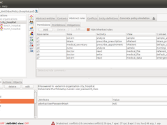 An OrBAC policy is specified by creating abstract rules which apply on roles, activities and views. They are associated with a context