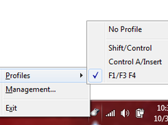 Select between profiles through the Tray icon.