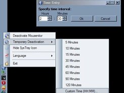 Temporary Deactivation SysTray Option and Time Entry Window