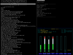 mp3menu 2022-05 running alongside alsamixer and alsainfo in the dvtm multiplexer