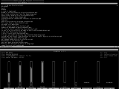 mp3menu 2022-05 running alongside alsamixer in the splitvt multiplexer