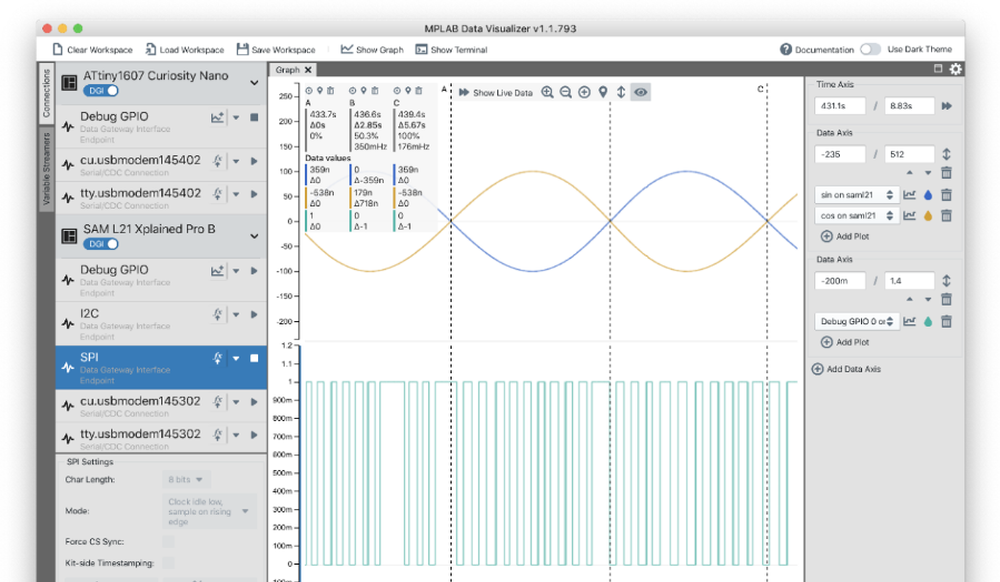 MPLAB Data Visualizer Screenshot 1