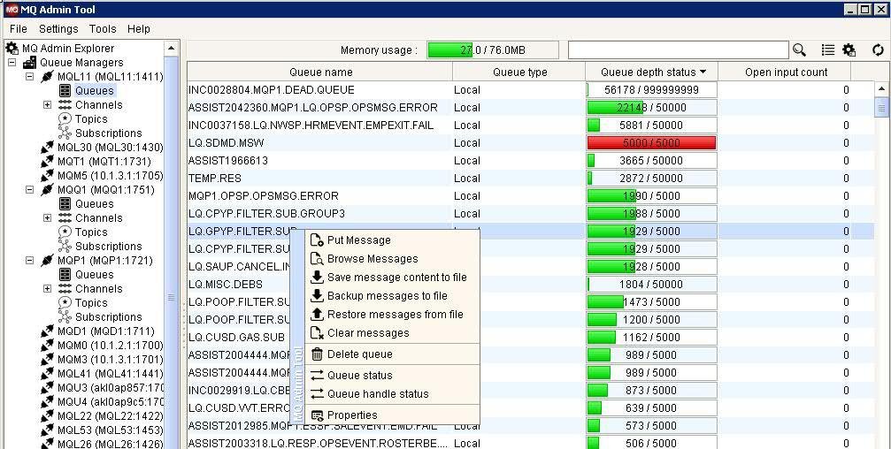 Инструмент администрирования IBM Websphere MQ