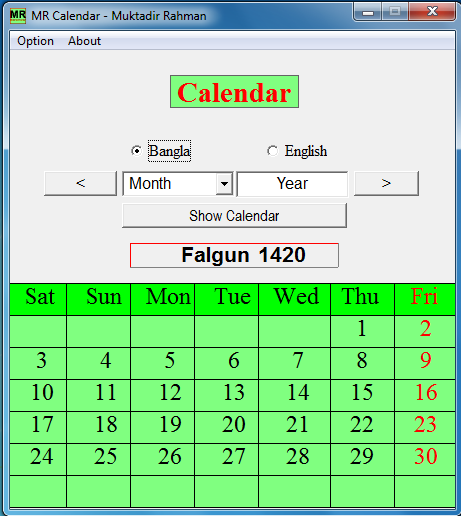 English to bengali calendar converter