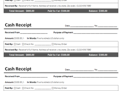 MS Word Cash Receipt Screenshot 1