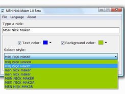 MSN nick Maker 1.0 Beta in Windows Vista Select a style.