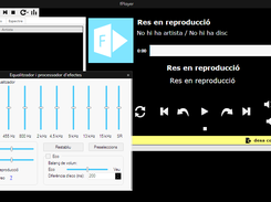 fPlayer 1.6.1.1 catalan build showing equalizer and sound effects plus main GUI in the background.
