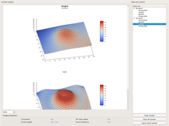 MTF50 values (line pairs per mm) visualized as a 3d surface, across the field of view. Simulated lens has visible tilt.