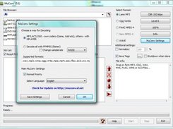 MuConv 0.5 - main and "muconv settings" windows