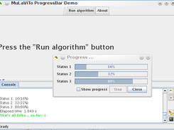 Running algorithms and showing status information