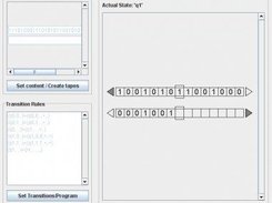 The main frame of the applet with a two-tape Turing Machine