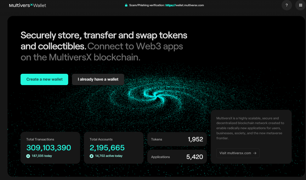 MultiversX Web Wallet Screenshot 1