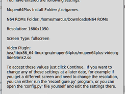 This is the end of the configuration, and shows you a summary of the settings selected before committing them to the config file.