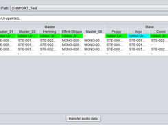 after renaming the channel Slave_03 to Ingo the already imported file turns from green to cyan to indicate, that the file is not yet renamed accordingly. The same happens with dragged files, or when whole sessions are moved between libraries. The file names are actually changed and files are moved between project folders, when transfer files is executed.