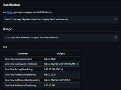 MvvmCross Plugins DateTimeConverter Screenshot 1