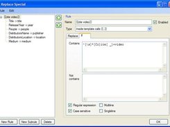 Replace Special dialog, Top level rule selected.