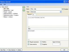 Replace Special dialog, Subrule selected.