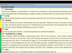 Test case status values with descriptions.