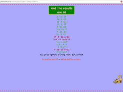 The results page - the student got some questions wrong.