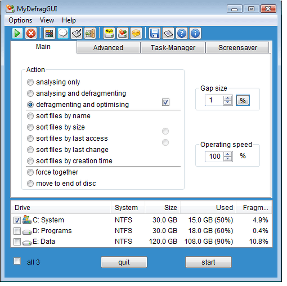 MyDefrag Screenshot 1