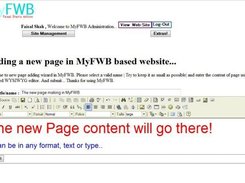 MyFWB Administration - Adding new page in MyFWB