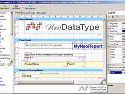 MyNeoReport Designer Main window report design